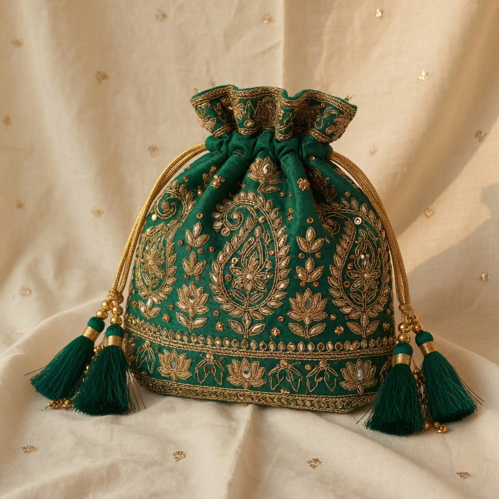 Ivory and gold bridal potli bag