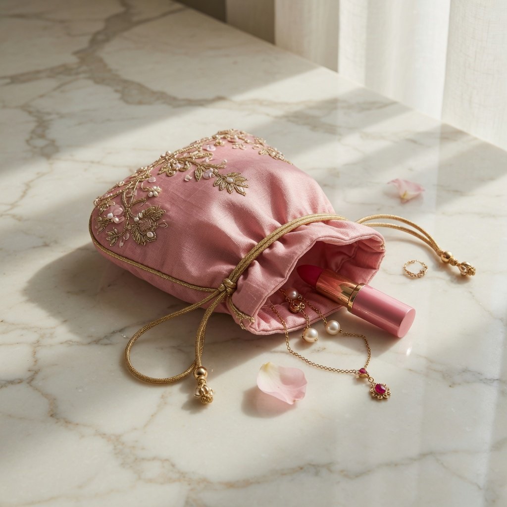 Mini rose pink potlee pouch
